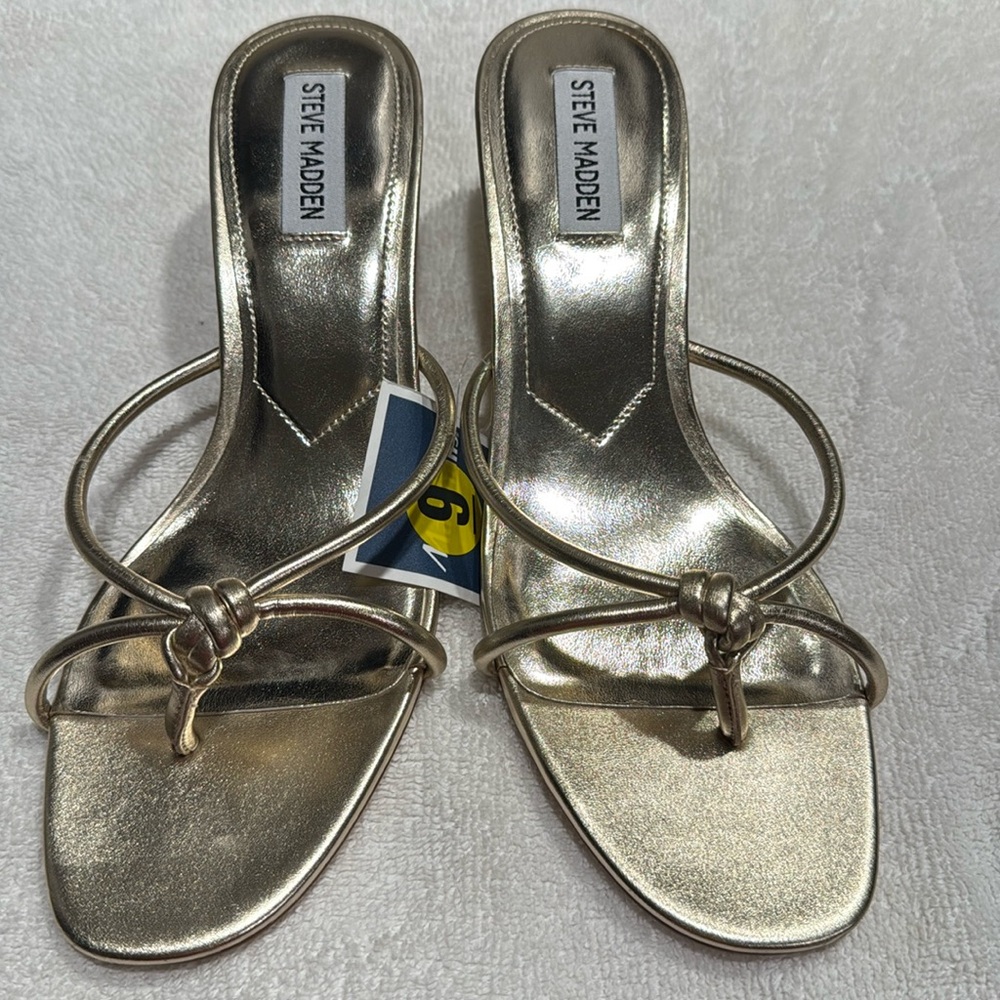 BN Gold Steve Madden sandals with kitten heel